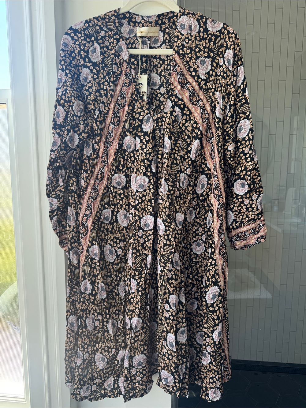 NWT Natalie Martin Black Floral Fiore Short Dress